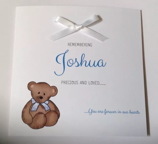 Personalised Baby Boy Remembrance Card Sympathy Loss Of Baby, Child