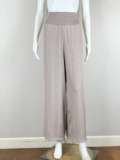 LUNA LUZ Palazzo Pants Jersey Knit with Silk Overlay Size Small - NTSF