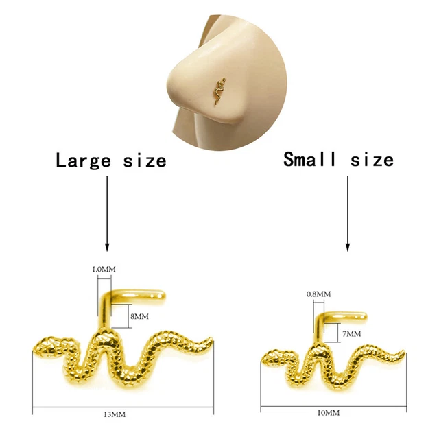 Snake Lshaped Surgical Steel L Shape Nose Bone Ring Top Screw Nose Piercing SA