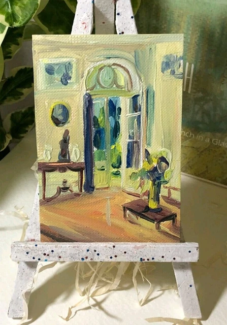 ACEO Pintura Original Interior Arte Miniatura Pintura pequeña 3.5/2.5 pulgadas