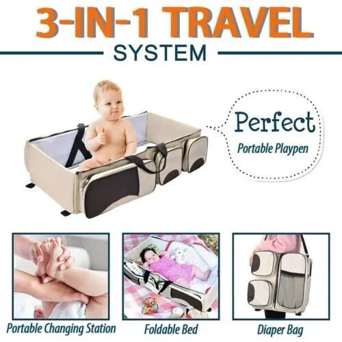 Hans & Alice 3-in-1 Portable Baby Diaper Bag Changing Station + Travel Bassinet
