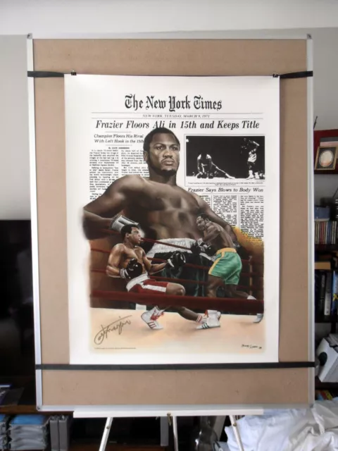 MUHAMMAD ALI vs. JOE FRAZIER (1): FOTC: Joe Frazier Signed Boxing Art Canvas 30D