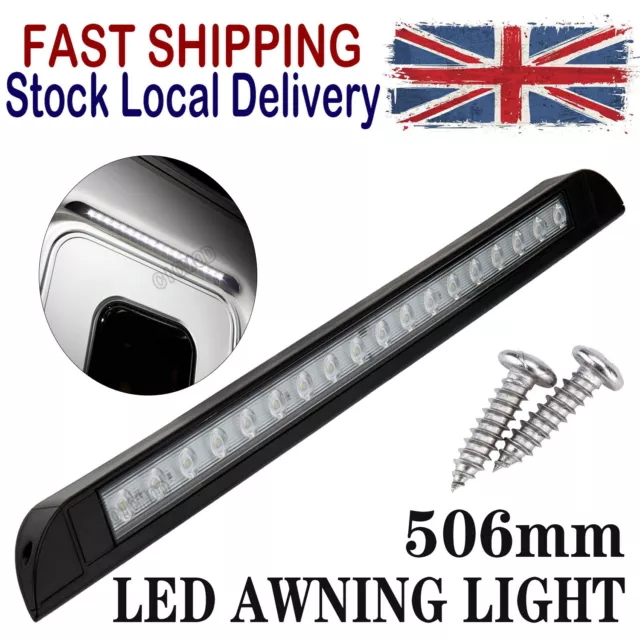 12V LED Awning Strip Lights 506mm Black Shell Cool White Caravan RV Marine Boat