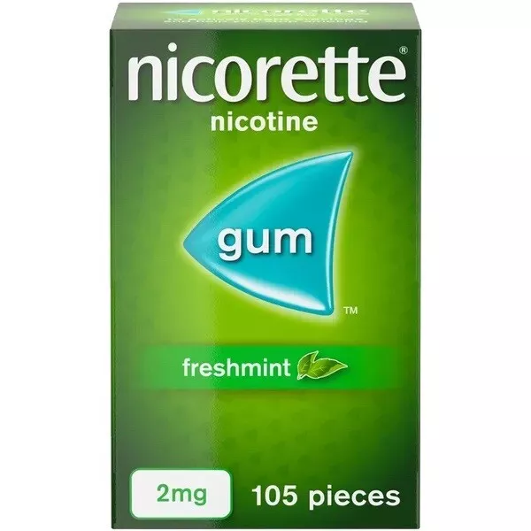 NEW Nicorette Freshmint Nicotine Gum 2mg 105 Pieces (Stop Smoking Aid)