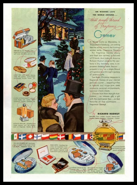 1938 Gemey Perfume Cosmetic Gift Sets Richard Hudnut Christmas Vintage Print Ad