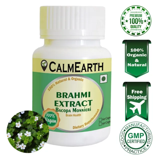 CalmEarth Brahmi Extract Capsule Bacopa Monnieri 50% Bacosides Brain Memory