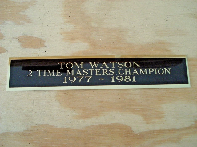 Tom Watson 2X Masters Champ Nameplate For An Autographed Golf Flag Case 1.25 X 6