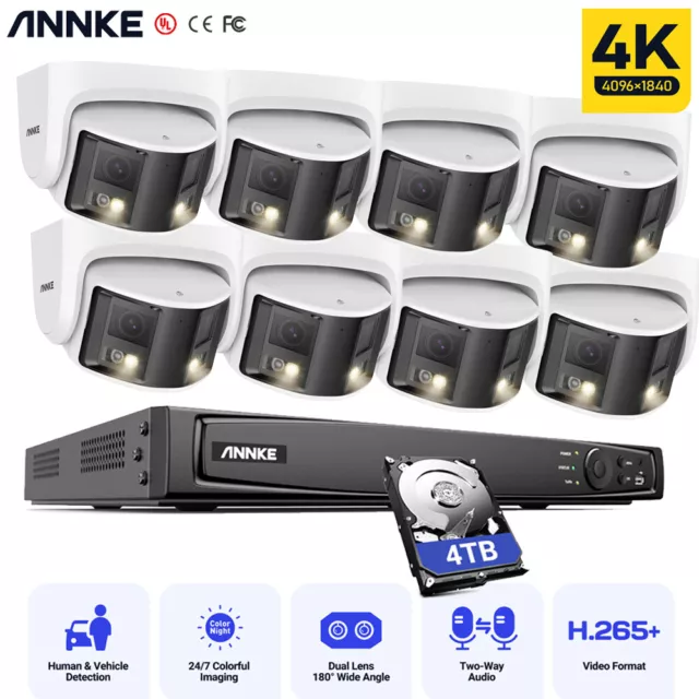 ANNKE 4K Color Night Dual-Lens POE Security Camera System 8CH NVR Two Way Audio