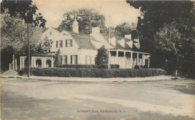 Ridgewood New Jersey~Womens Club~1940s B&W Litho Postcard