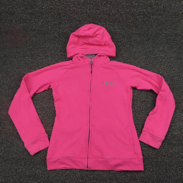 Under Armour Jacket Girls Large Pink Loose Fit Full Zip Long Sleeve Gym Youth