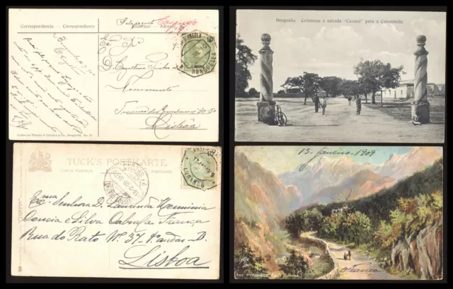 Tarjetas Postales Angola 1900 2 Vistas A Europa. Bonito Franking.  A8