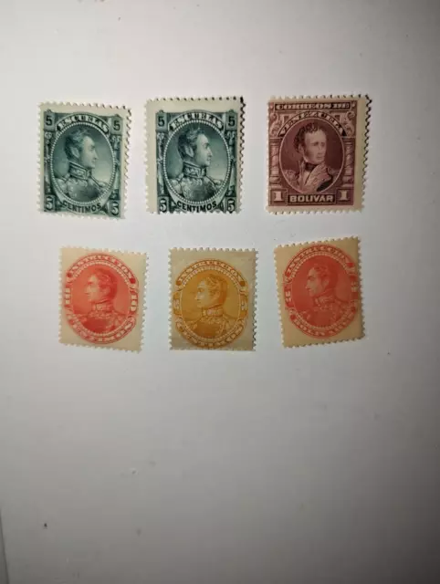 Venezuela Simon Bolivar Stamps 1885-1905 MNH