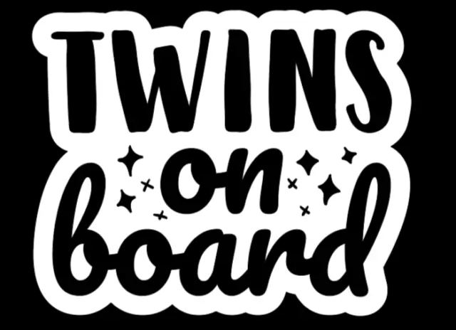 Twins on Board White Vinyl Car Sticker Window Glass Decal 13.5cm