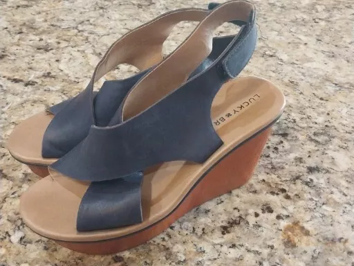 Lucky brand wedges-Navy size 7.5 womens