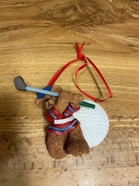 VTG NOS Resin Golf Golfing Bear Christmas Ornament Girl 3 3/4" Personalizable
