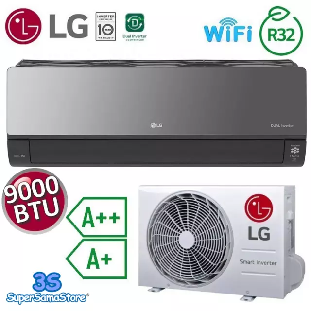 3S Lg Mono Split Climatiseur Artcool Mirror Uvnano Wifi 9000 Btu 2.5 Kw A++ A+