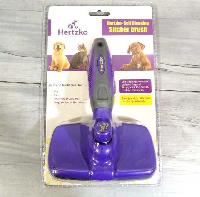 HERTZKO Self-Cleaning Slicker Brush -Dogs & Cats Pet Groom Massages Purple New