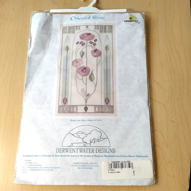 Zweigart Oriental Rose Derwent Designs Counted Cross Stitch Kit Mackintosh Panel