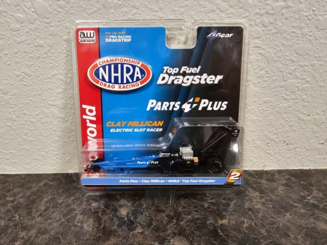 Auto World HO Scale Slot Car NHRA Top Fuel Dragster Clay Millican Black NIB