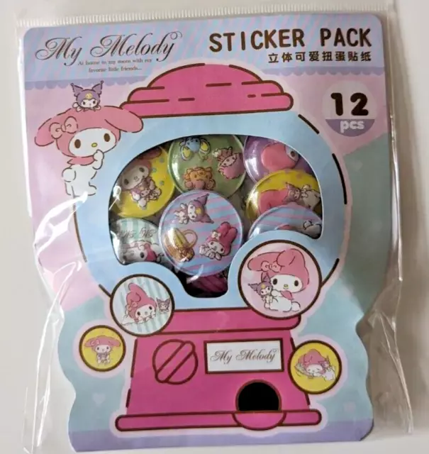 Sanrio Characters My Melody Gum Ball Machine Sticker Pack 3D Puffy Stickers