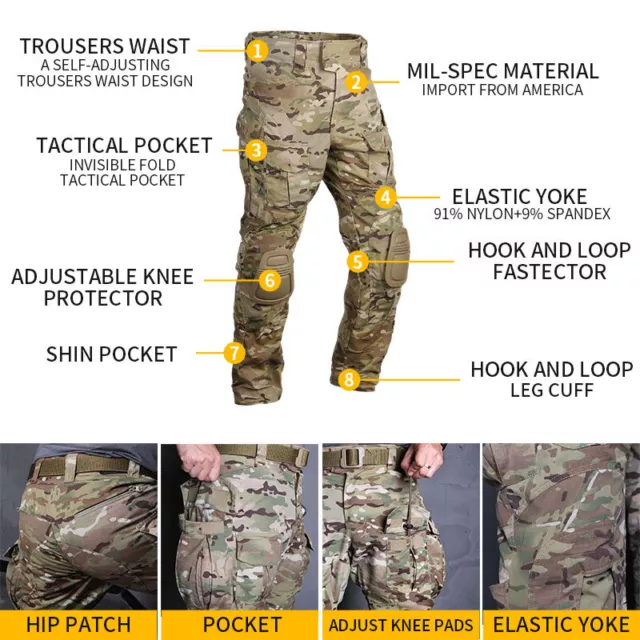 Emerson Tactical G3 Combat Pants Mens Duty Camo Airsoft Military Army Trousers 3