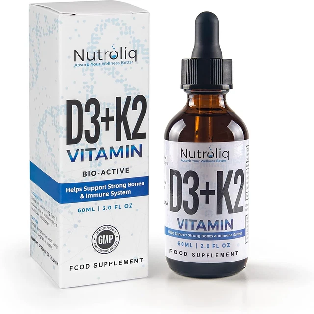 NUTROLIQ VITAMIN D3 K2 Liquid Drops 4000IU Vit D3 100mcg Vit K as MK7