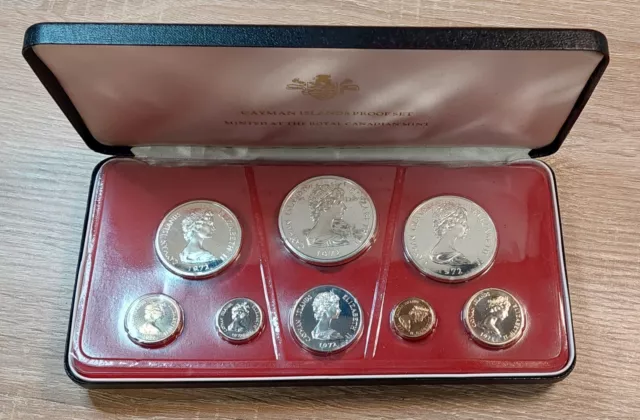 Excellent Cayman Islands 1972 Proof Set 8 Coins 4  In Sterling Silver  Med122 2