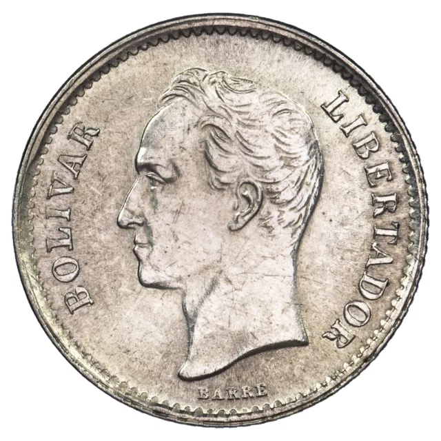 Venezuela 1/4 Bolívar 1948 Plata AU Simón Bolívar Y.20 Moneda América De Sur