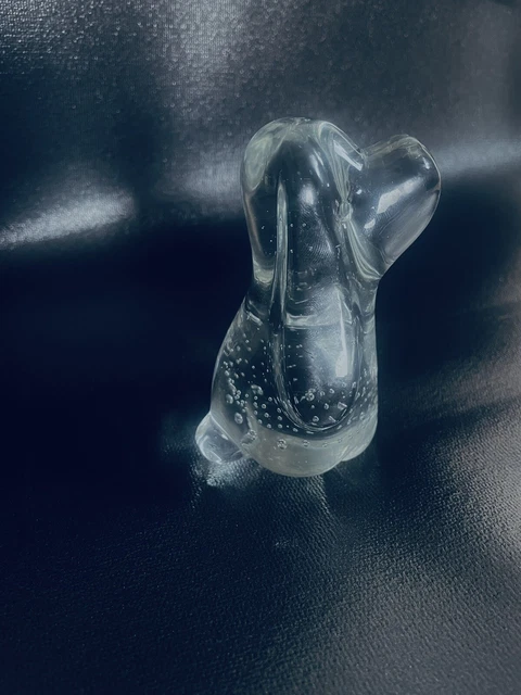 Vintage Art Glass Hound Dog Paperweight Bullicante by Leonard Towle 4”