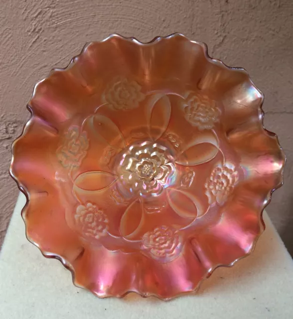 Marigold Carnival Glass Double Stemmed Rose