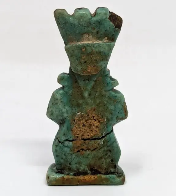 Ancient Egyptian God Dwarf Deity Bes Protector Faience Amulet Pendant HR21 3