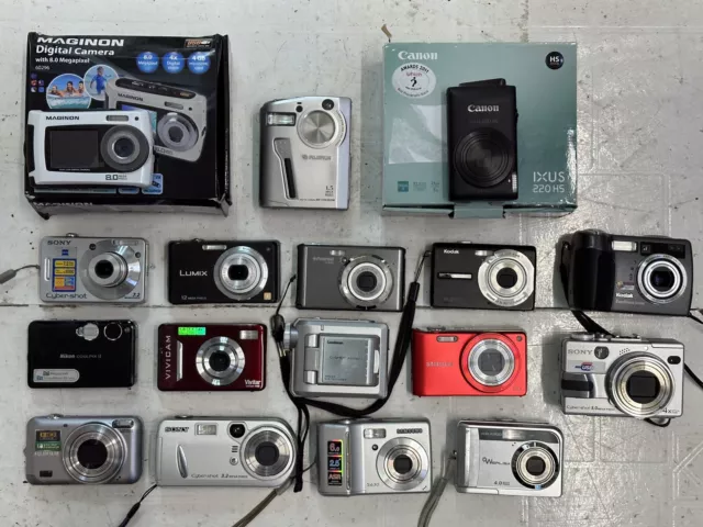 Job Lot 17x Digital Cameras (canon,sony,lumix) - untested/spares repairs - 1113