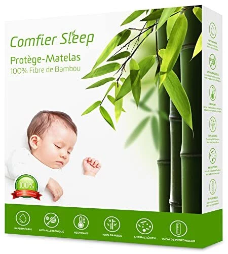 Protege Matelas Bebe 60x120 Impermeable, 100% Fibre De Bambou 60x120cm - Hauteme