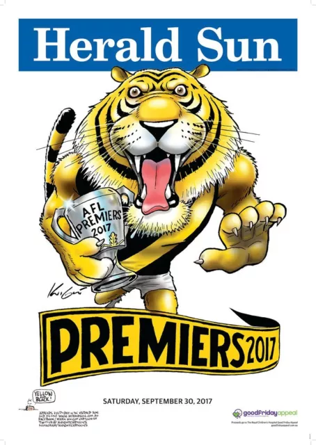 2017 Richmond Tigers Grand Final Premiers Premiership Weg Mark Knight Poster
