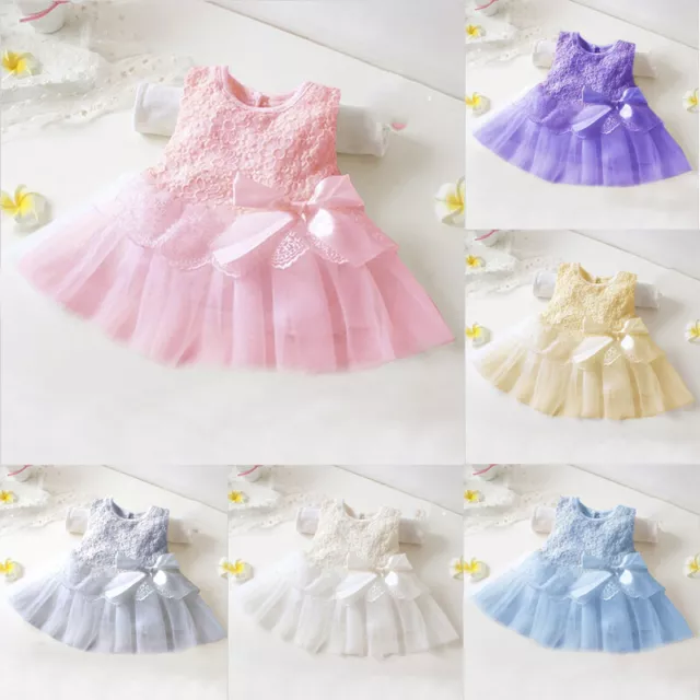 Bridesmaid Dress Lace Bow Flower Girls Baby Kids Party Wedding Dresses Princess