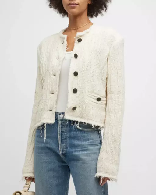 rag & bone Annalise Frayed Textured Jacket 4A 657 2