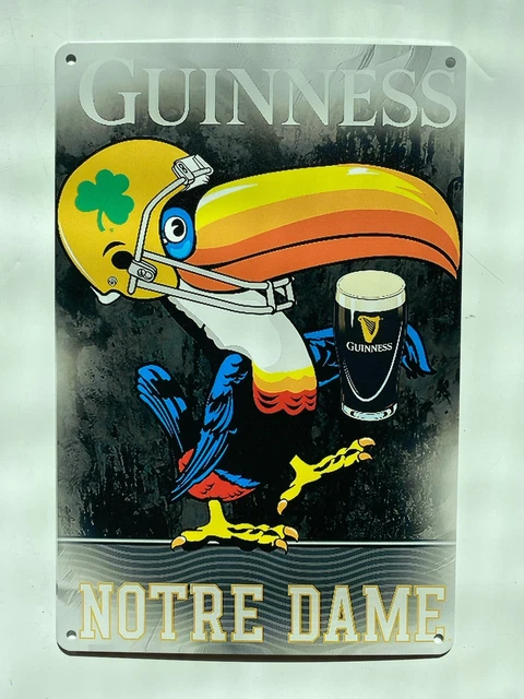 Panneau Métal Guinness Toucan Football Irlande – Style Vintage Gaufré 30x20 Cm