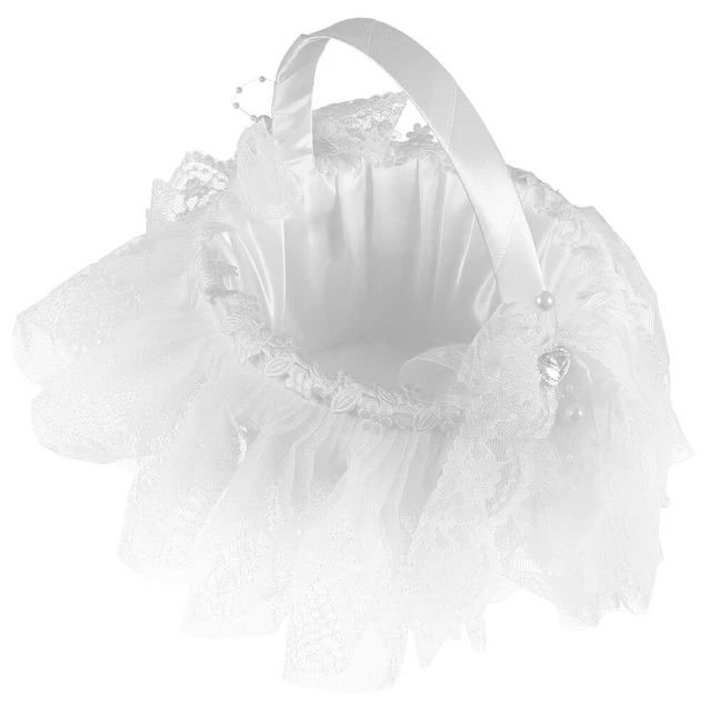 Mariage Fleur fille en tulle panier dentelle en tulle décor fleur de petal panie