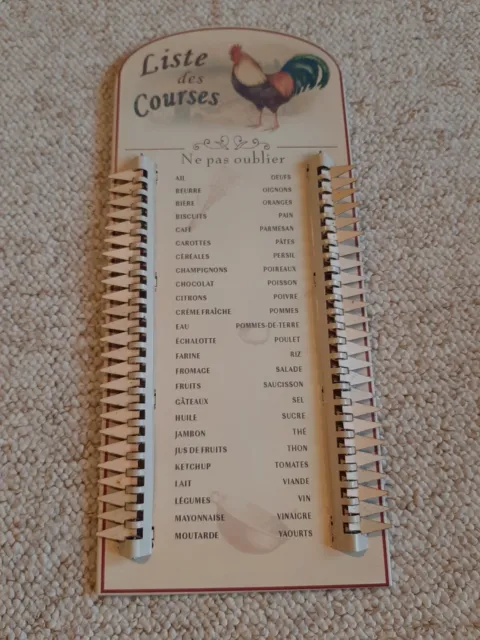 FRENCH metal SHOPPING Memo list COMMISSIONS Plaque Liste de courses Rooster