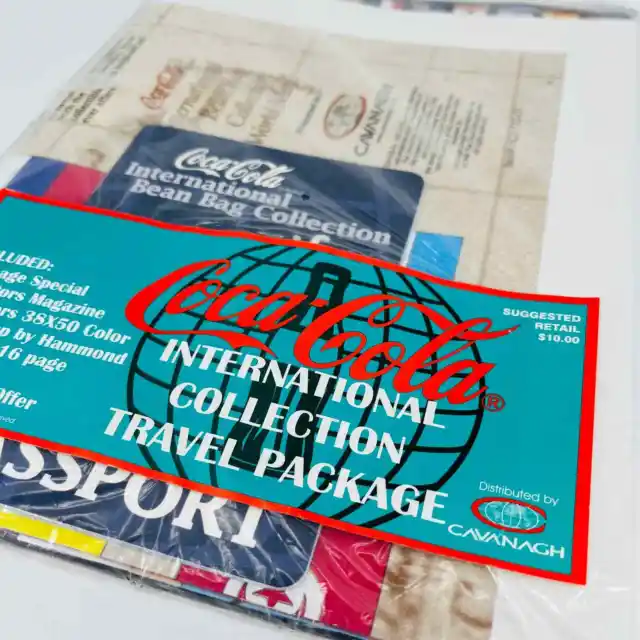 VTG COKE Coca-Cola Bean Bag International Collection Travel Package IN BAG C3