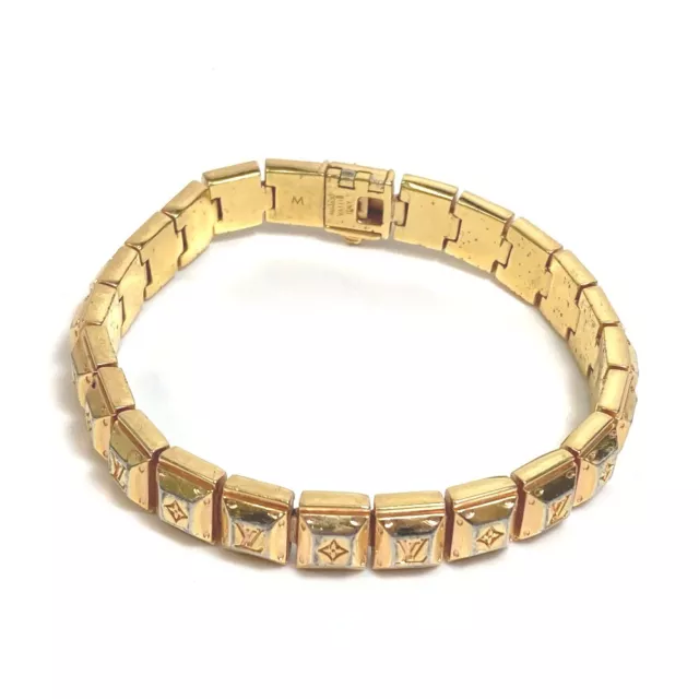 Authentic LOUIS VUITTON Nanogram Strass Bracelet Gold Metallic M64860  #S405069