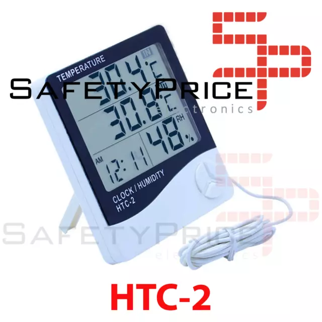 Termometro Higrometro Reloj Digital Interior-Exterior temperatura humedad HTC-2