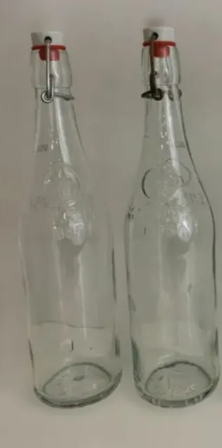 Lot Of 2 Vtg Glass Bottle Geyer Freres Maison Fondee 1895 Red Rubber Stopper