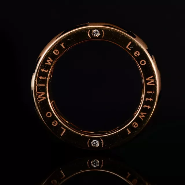 750 Gold Ring Leo Wittwer Bandring mit Brillant in 18 Karat Rotgold Kalt Emaille