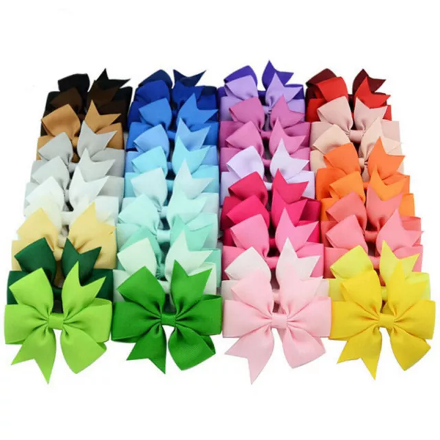 40pcs Kids Girls Boutique Hair Bows Alligator Clip Grosgrain Ribbon Hair Clip'MB