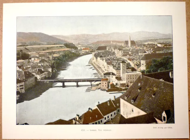 GENERAL VIEW OF LEOBEN Styria Austria Austria - Photochromy late 19th Engraving