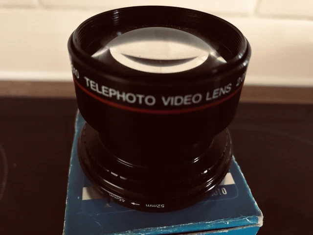 Lente convertidor teleobjetivo de video IQ 2,0x 46 mm - 52 mm hecho en Japón
