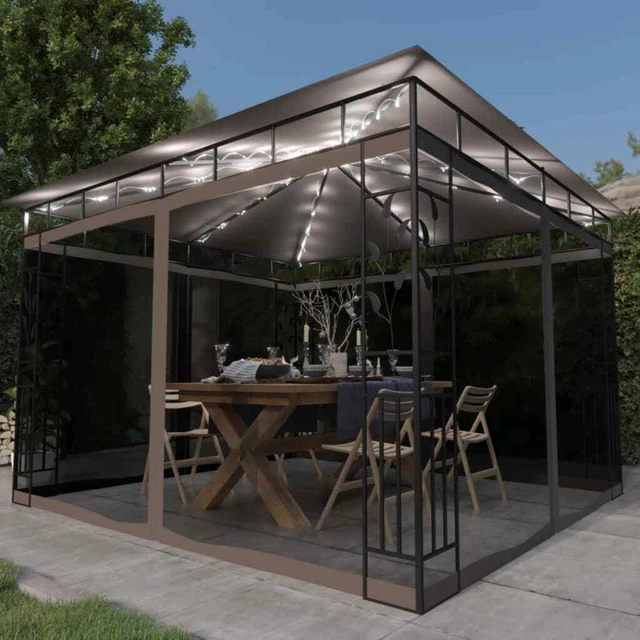 Pavillon mit Moskitonetz LED Lichterkette Partyzelt Festzelt Gartenzelt vidaXL