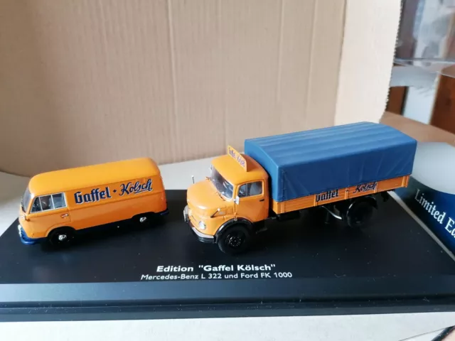 Schuco 03196 Mercedes-Benz L322 und Ford FK 1000  Gaffel Kölsch Edition  1:43