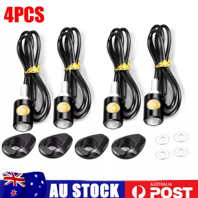 4X Mini Amber Motorcycle LED Indicators Turn Signal Light Blinker Universal Lamp